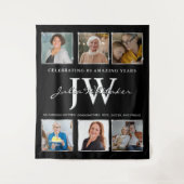 Silver Initials Custom Birthday Background und Fot Wandteppich (Vorderseite)