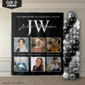 Silver Initials Custom Birthday Background und Fot Wandteppich