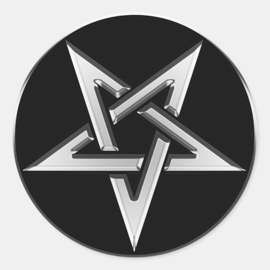 Silver Inverted Pentagram Runder Aufkleber (Vorderseite)