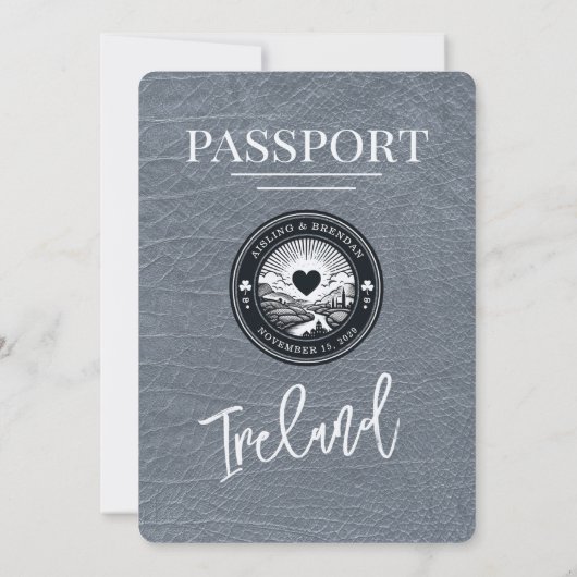 Silver Ireland Passport Hochzeitseinladung Einladung (Rückseite)