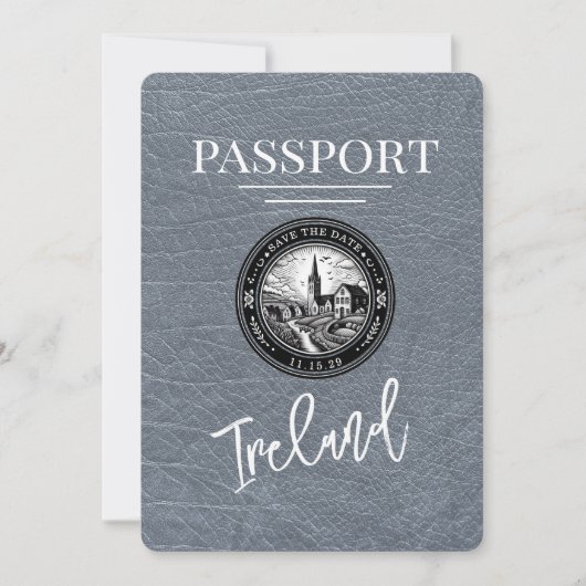 Silver Ireland Passport Save the Date (Vorderseite)