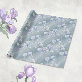 Silver Iris Floral 25. Hochzeitstag Geschenkpapier