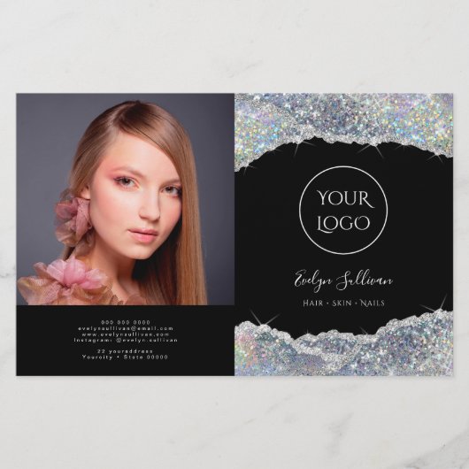 Silver irisierter Glitzer Zweifach-Broschüre (Vorderseite)