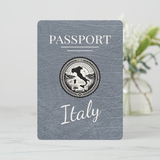 Silver Italy Passport Save The Date (Stehend Vorderseite)