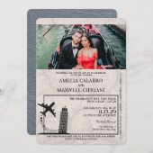 Silver Italy Passport Wedding Einladung (Vorne/Hinten)