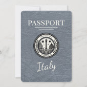 Silver Italy Passport Wedding Einladung (Rückseite)