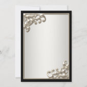 Silver Ivory Black Birthday Party Einladung (Rückseite)