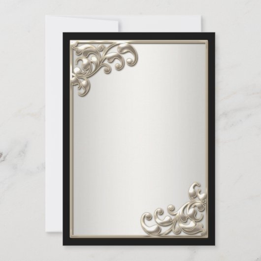 Silver Ivory Black Birthday Party Einladung (Rückseite)