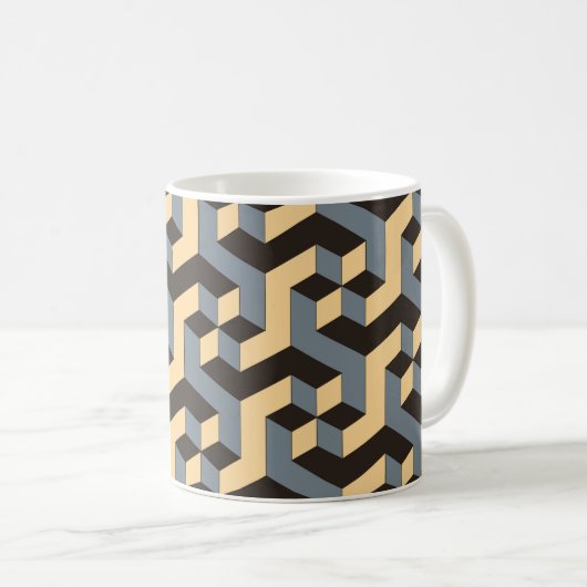 Silver Ivory Geometric Complex Tile Kaffeetasse (VorderseiteRechts)