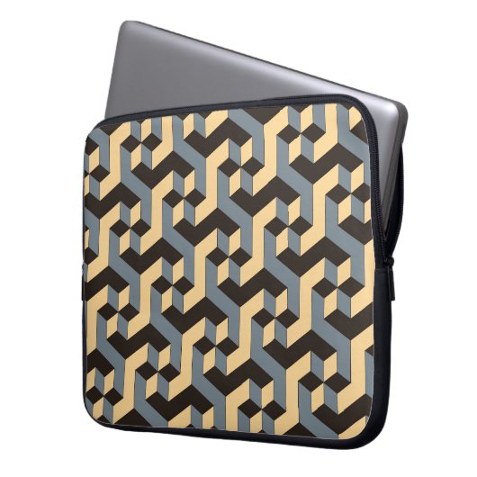 Silver Ivory Geometric Complex Tile Laptopschutzhülle (Vorderseite Links)