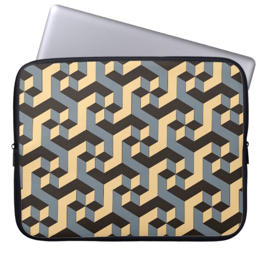 Silver Ivory Geometric Complex Tile Laptopschutzhülle (Vorderseite)