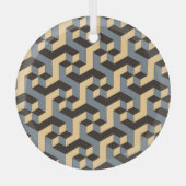Silver Ivory Geometric Complex Tile Ornament Aus Glas (Vorderseite)