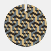 Silver Ivory Geometric Complex Tile Ornament Aus Glas (Rückseite)