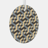 Silver Ivory Geometric Complex Tile Ornament Aus Glas (Vorderseite Rechts)