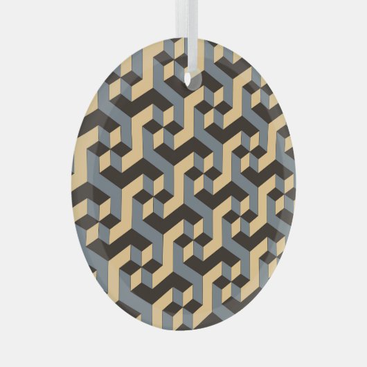 Silver Ivory Geometric Complex Tile Ornament Aus Glas (Vorderseite Rechts)