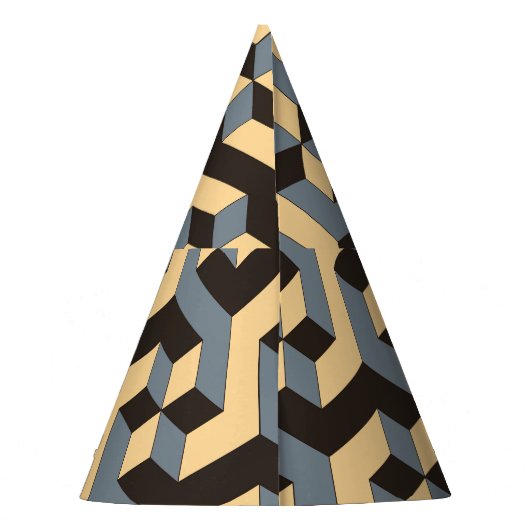 Silver Ivory Geometric Complex Tile Partyhütchen (Rückseite)