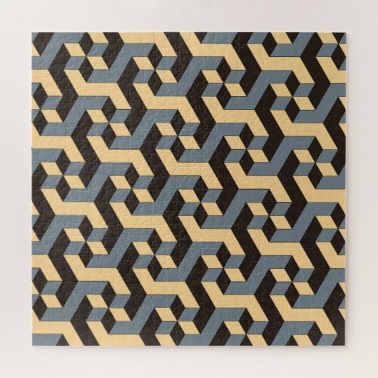 Silver Ivory Geometric Complex Tile Puzzle (Horizontal)