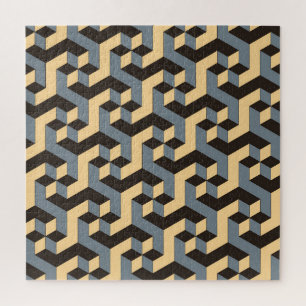 Silver Ivory Geometric Complex Tile Puzzle