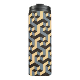 Silver Ivory Geometric Complex Tile Thermosbecher