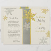Silver Ivory Gold Snowflake Winter Wedding Program (Vorne/Hinten)
