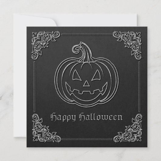 Silver Jack O' Lantern Halloween Einladung (Vorderseite)