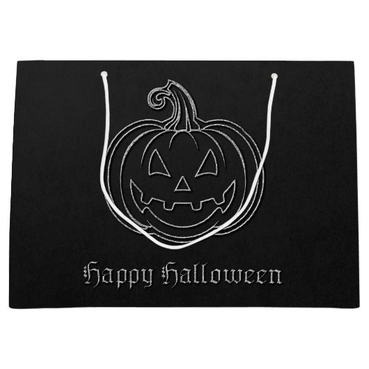 Silver Jack O' Lantern Halloween Große Geschenktüte (Vorderseite)