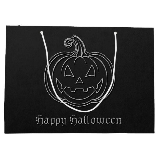 Silver Jack O' Lantern Halloween Große Geschenktüte (Rückseite)
