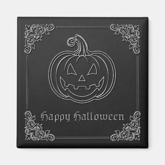 Silver Jack O' Lantern Halloween Magnet (Vorne)