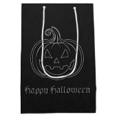 Silver Jack O' Lantern Halloween Mittlere Geschenktüte (Rückseite)