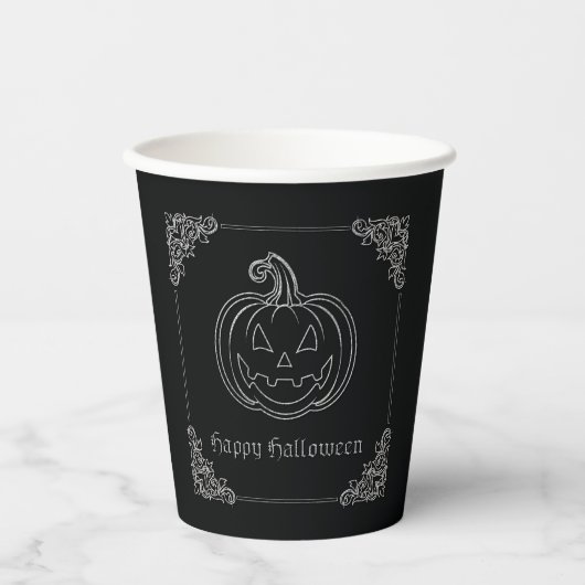 Silver Jack O' Lantern Halloween Pappbecher (Vorderseite)