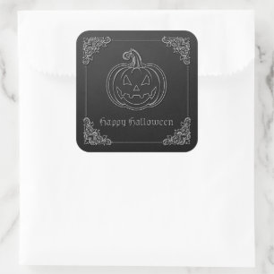 Silver Jack O' Lantern Halloween Quadratischer Aufkleber