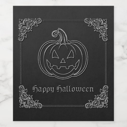 Silver Jack O' Lantern Halloween Weinetikett (Einzelnes Label)
