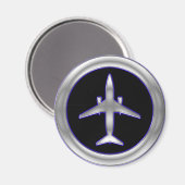 Silver Jet Aircraft Magnet (Vorderseite/Rückseite)
