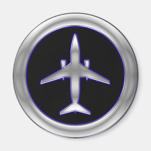 Silver Jet Aircraft Magnet (Vorne)