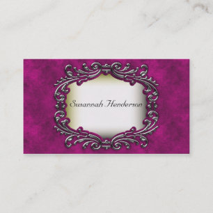 Silver Jewel on Pink Velvet Business Cards Visitenkarte