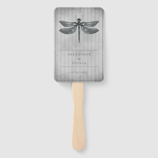 Silver Jeweled Dragonfly Gastgeschenk Hochzeit Fächer (Rückseite)