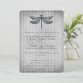 Silver Jeweled Dragonfly Wedding Einladung (Stehend Vorderseite)