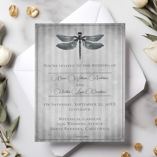 Silver Jeweled Dragonfly Wedding Einladung