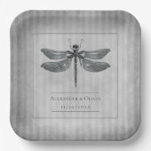 Silver Jeweled Dragonfly Wedding Pappteller (Vorderseite)