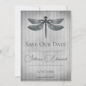 Silver Jewelly Dragonfly Save the Date Ankündigung (Vorderseite)