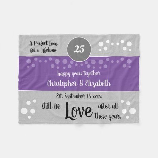 Silver Jubiläum lila und grau noch in der Liebe Fleecedecke (Vorderseite (Horizontal))