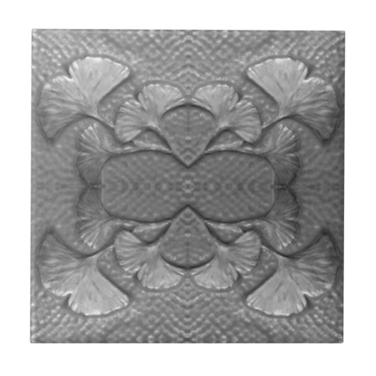 Silver Keramik Gingko Tile Fliese (Vorderseite)