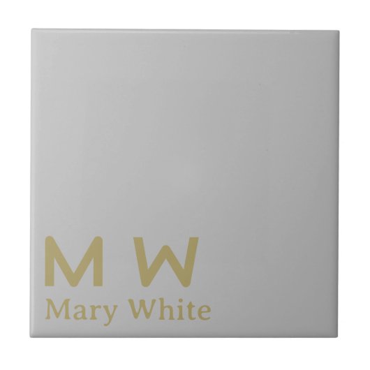 Silver Keramik Tile Gold Text Untersetzer (Vorderseite)