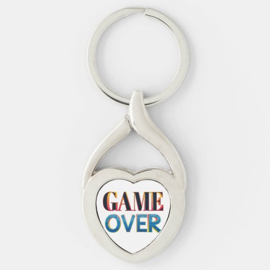 Silver keychain with "Game Over" text in bold Schlüsselanhänger (Vorderseite)
