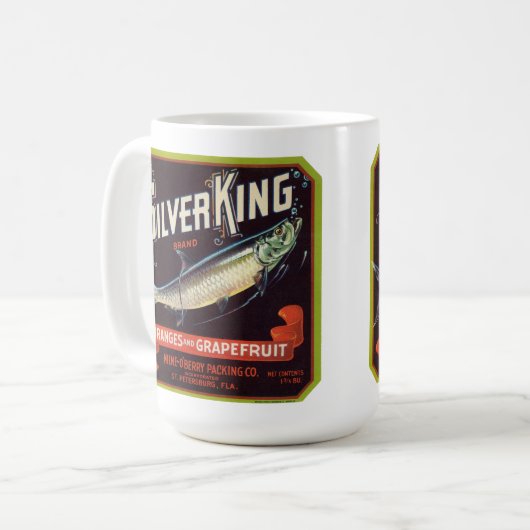 Silver King Brand Orange und Grapefruit Label Kaffeetasse (Vorderseite Links)
