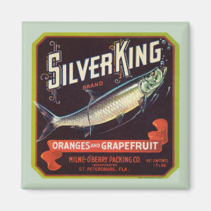 Silver King Brand Orange und Grapefruit Label Magnet