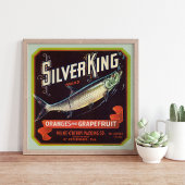 Silver King Brand Orange und Grapefruit Label Poster