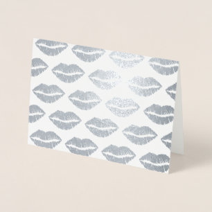 Silver Kisses Lipstick Kiss Print Liebe Valentine Folienkarte