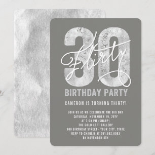 Silver Kokett 30. Geburtstag Party Einladung