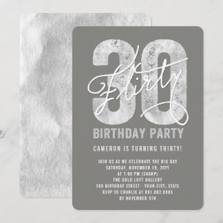 Silver Kokett 30. Geburtstag Party Einladung